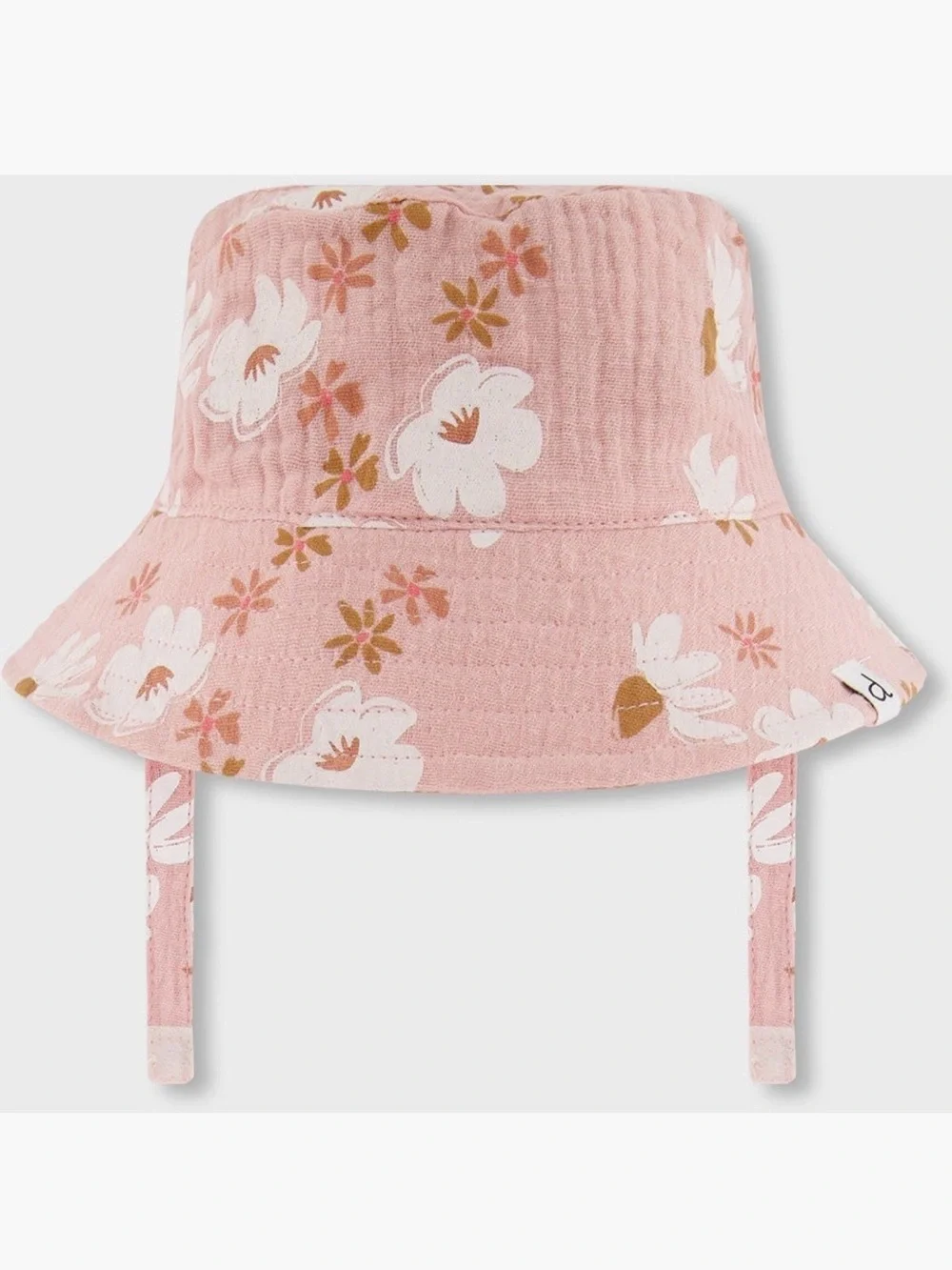 deux par deux Pink Floral Bucket Hat with Chin Straps NWOT